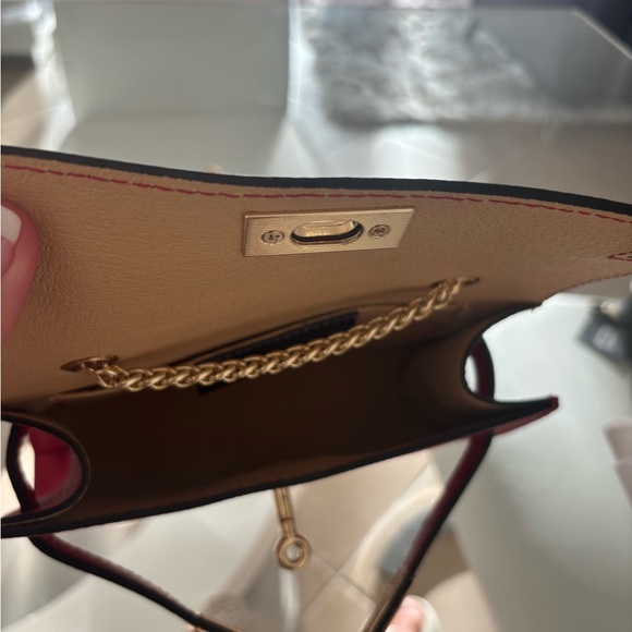 Elegant Red Leather Shoulder Bag Or Crossbody